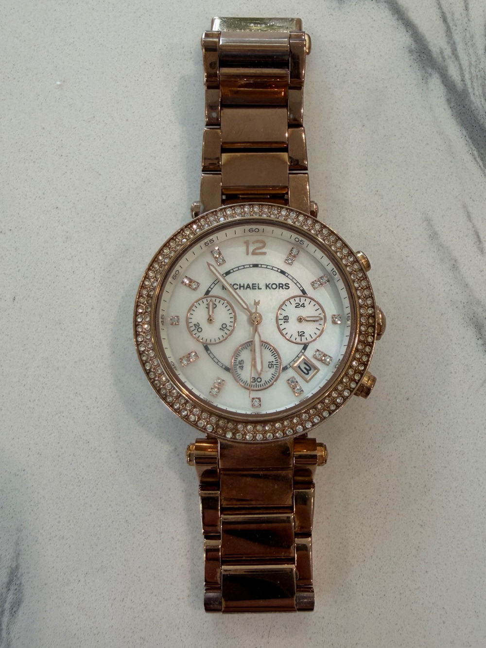 Michael Kors Rose Gold Crystal-Trim Women's Chronograph Watch